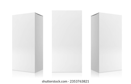 3D White Tall Box For Product Packaging Set. EPS10 Vector