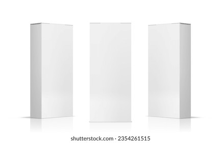 3D White Tall Box For Product Packaging Set. EPS10 Vector