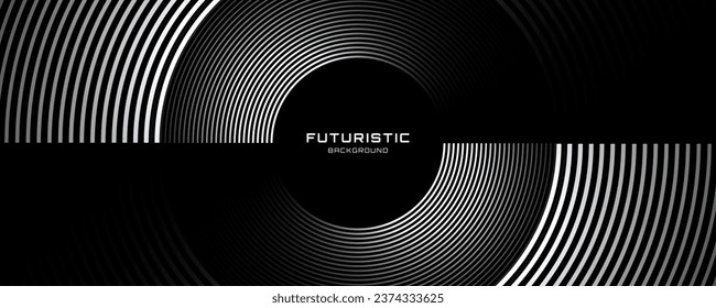 3D white techno abstract background overlap layer on dark space with glowing circles shape decoration. Modern graphic design element lines style concept for banner, flyer, card, or brochure cover