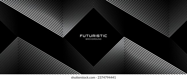 3D white techno abstract background overlap layer on dark space with glowing lines shape decoration. Modern graphic design element future style concept for banner, flyer, card, or brochure cover
