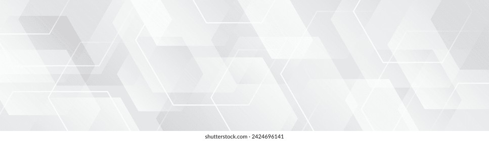 3D white techno abstract background overlap layer on bright space with hexagons effect decoration. Modern graphic design element lines style concept for web banner, flyer, card, or brochure cover