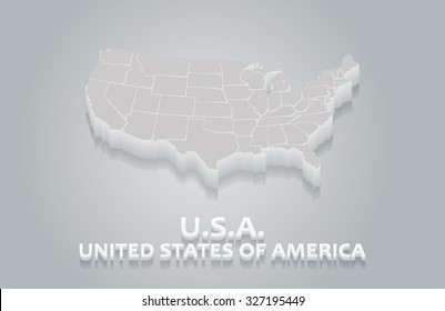 3D White USA Map