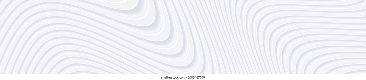 3D white wavy background for business presentation. Abstract grey stripes elegant pattern. Minimalist empty striped blank BG. Halftone monochrome cover with modern minimal color, vector illustration.