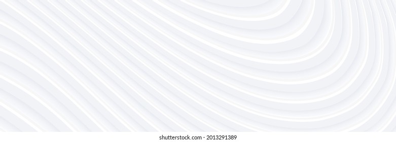 3D white wavy background for business presentation. Abstract grey stripes elegant pattern. Minimalist empty striped blank BG. Halftone monochrome cover with modern minimal color, vector illustration.