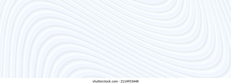 3D white wavy background for business presentation. Abstract grey stripes elegant pattern. Minimalist empty striped blank BG. Halftone monochrome cover with modern minimal color, vector illustration.