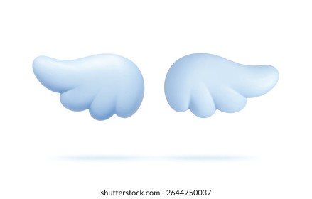 Asas brancas 3D, simbolizando anjo, liberdade, fantasia ou pureza em um estilo divertido. Conceito de venda. renderização 3d. Ilustração vetorial