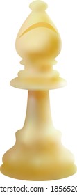 3d white wooden bishop, chess piece, icon, figure, isolated on white background vector.