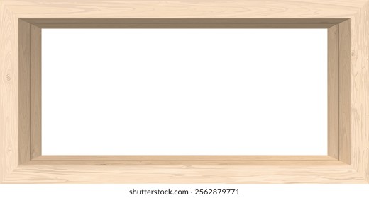 3D Whitewashed wooden rectangle frame with white background have space for placing products presentation graphic illustration. 