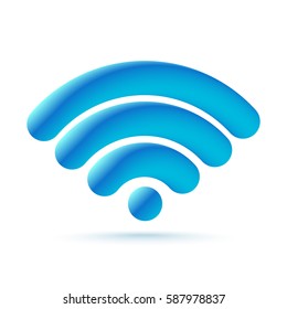 3D Wi Fi wireless network symbol isolated on white background. Vector Illustration