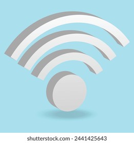 3D WIFI icon, Wi-Fi connectivity, including
Wi-Fi signal symbols and an internet
connection, that enable remote internet
access. Wireless internet Sign isolated on
white background.