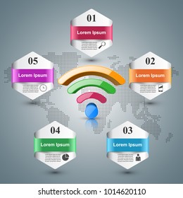 3d wi-fi icon on the grey background. Abstract infographic.