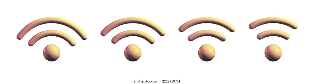 3d wifi icon set. Symbol of internet wireless mobile hotspot. Wi fi zone web sygnal area. Vector illustration isolated on white background