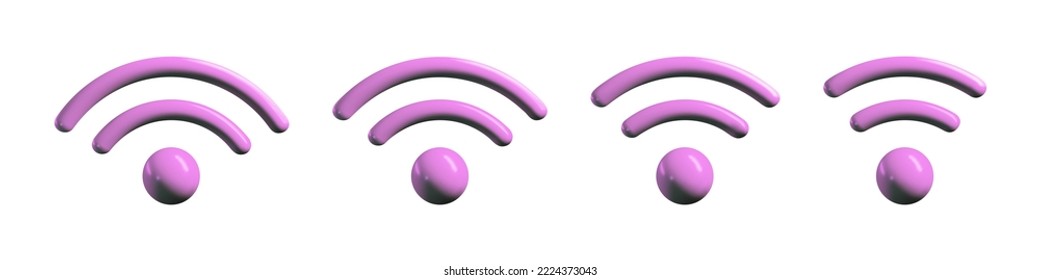 3d wifi icon set. Symbol of internet wireless mobile hotspot. Wi fi zone web sygnal area. Vector illustration isolated on white background