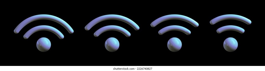 3d wifi icon set. Symbol of internet wireless mobile hotspot. Wi fi zone web sygnal area. Vector illustration on dark background