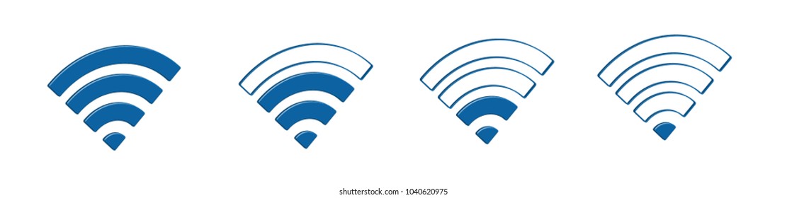 3D wifi icons with signal states in vector graphics