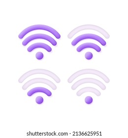 3D Wifi set isolated on white background. Internet concept. Can be used for many purposes. Trendy and modern vector in 3d style.
