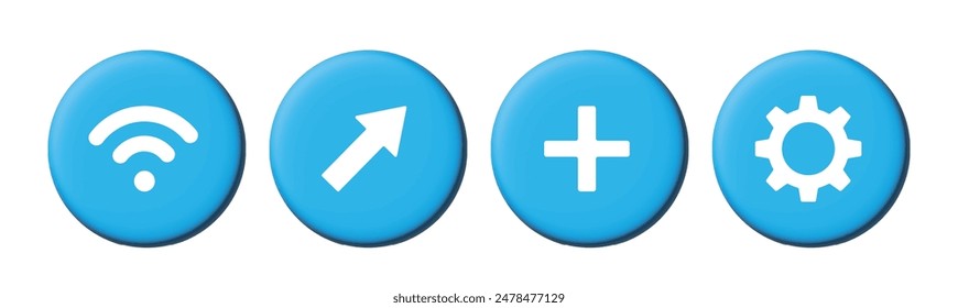 3d wifi setting cursor arrow plus color app button icon set