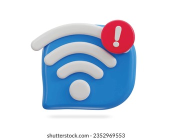 3d wifi warning icon vector illustration