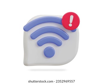 3d wifi warning icon vector illustration