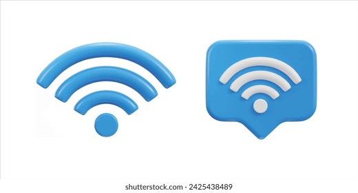 3d wifi wireless network icon set