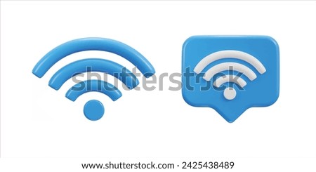 3d wifi wireless network icon set