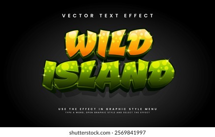 3d wild island editable vector text effect, with green wild life concept