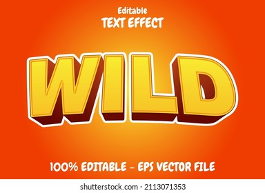 3d Wild Text Effect With Orange Color.