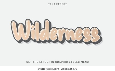 3d wilderness text effect template. Text emblem for advertising, branding, business logo