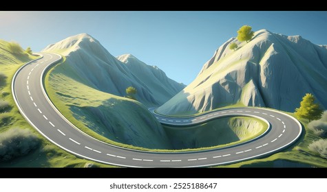 3D Winding Road Curve Berg