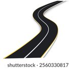 3d winding road on a white isolated background. Road way location infographic template, simple curved road vector illustration