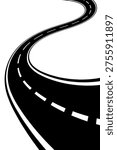3d winding road on a white isolated background. Road way location infographic template, simple curved road vector illustration.