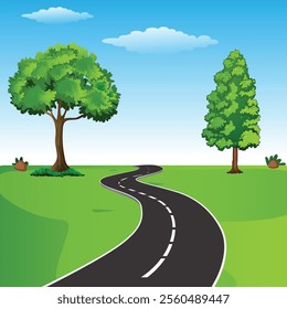 3d winding road on a white isolated background. Road way location infographic template, simple curved road vector illustration