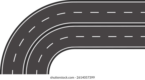 3d winding road on a white isolated background. Road way location infographic template, simple curved road vector illustration