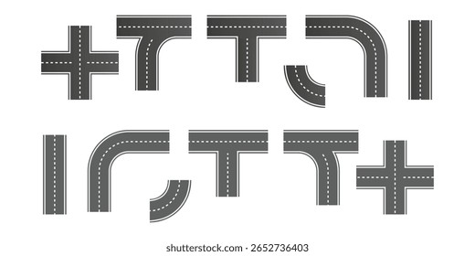 3d winding road on a white isolated background. Road way location infographic template, simple curved road vector illustration