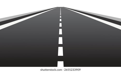 Carretera sinuosa 3D sobre un fondo aislado blanco. Plantilla de infografía de ubicación de carretera, Ilustración vectorial de carretera curva simple