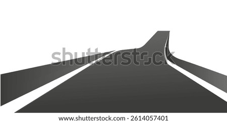 3d winding road on a white isolated background. Road way location infographic template, simple curved road vector illustration