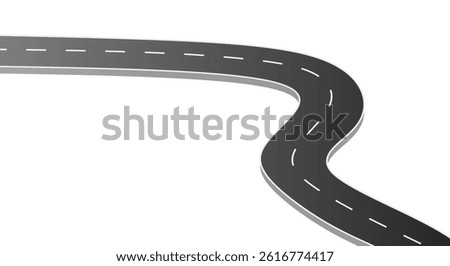 3d winding road on a white isolated background. Road way location infographic template, simple curved road vector illustration