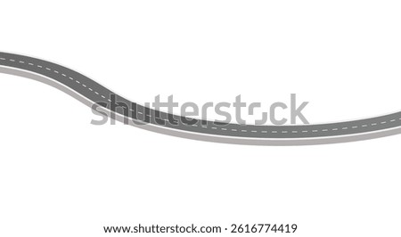 3d winding road on a white isolated background. Road way location infographic template, simple curved road vector illustration