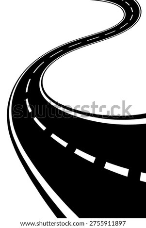 3d winding road on a white isolated background. Road way location infographic template, simple curved road vector illustration.