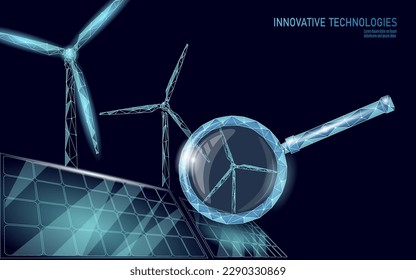 3D windmills ecology forest concept. Save environment wind green tree energy sustainable power. Eco global planet solution. Triangle vector illustration art