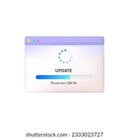 3d window icon of software update process. Download and install a new version of the system. Vector illustration.