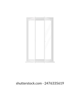 3D window with white rectangular frame, glass and two open sashes vector illustration