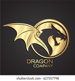 3d winged dragon circle symbol