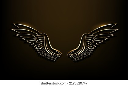 3d wings gold logo vector illustration