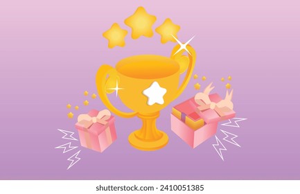 3D Winner background rendering .3d goal for technology,online social media usage illustration.