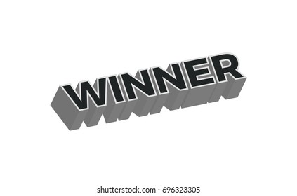 3d winner typography banner vector design