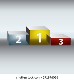 3D winners podium (3 places), vector illustration. 