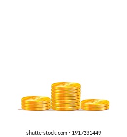 3d winners podium in the form of coins. For infographic. Vector illustration.