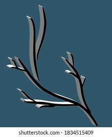 3d winter branch for decor, design website or posters. Vector illustration