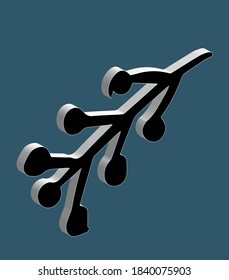 3d winter branch for decor, design website or posters. Vector illustration